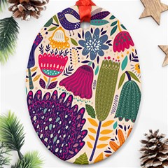 Spring Pattern Oval Ornament (Two Sides)