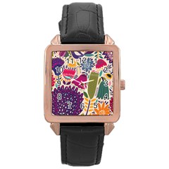 Spring Pattern Rose Gold Leather Watch 