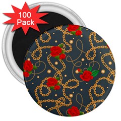 Golden Chain Pattern Rose Flower 2 3  Magnets (100 Pack) by designsbymallika