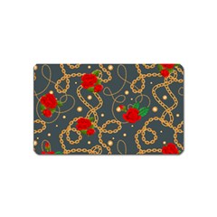 Golden Chain Pattern Rose Flower 2 Magnet (name Card) by designsbymallika