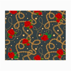 Golden Chain Pattern Rose Flower 2 Small Glasses Cloth (2 Sides) by designsbymallika