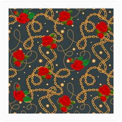 Golden Chain Pattern Rose Flower 2 Medium Glasses Cloth (2 Sides) by designsbymallika