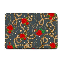 Golden Chain Pattern Rose Flower 2 Small Doormat  by designsbymallika