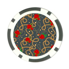 Golden Chain Pattern Rose Flower 2 Poker Chip Card Guard by designsbymallika