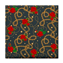 Golden Chain Pattern Rose Flower 2 Face Towel by designsbymallika