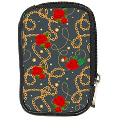 Golden Chain Pattern Rose Flower 2 Compact Camera Leather Case by designsbymallika