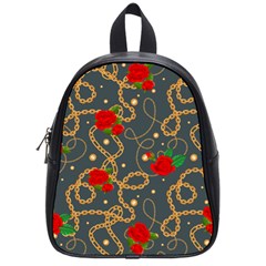 Golden Chain Pattern Rose Flower 2 School Bag (small) by designsbymallika