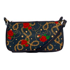 Golden Chain Pattern Rose Flower 2 Shoulder Clutch Bag by designsbymallika