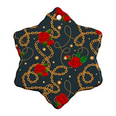 Golden Chain Pattern Rose Flower 2 Ornament (snowflake)