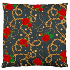 Golden Chain Pattern Rose Flower 2 Large Cushion Case (two Sides) by designsbymallika