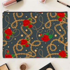 Golden Chain Pattern Rose Flower 2 Cosmetic Bag (xxxl) by designsbymallika