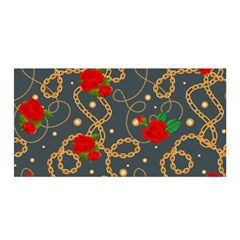 Golden Chain Pattern Rose Flower 2 Satin Wrap by designsbymallika