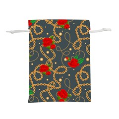 Golden Chain Pattern Rose Flower 2 Lightweight Drawstring Pouch (l)