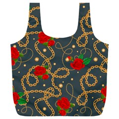 Golden Chain Pattern Rose Flower 2 Full Print Recycle Bag (xxxl) by designsbymallika