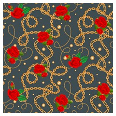 Golden Chain Pattern Rose Flower 2 Long Sheer Chiffon Scarf 