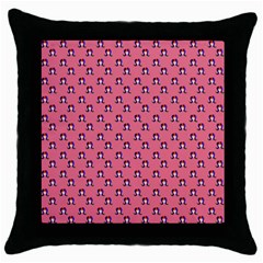 60s Ombre Hair Girl Pink Throw Pillow Case (black) by snowwhitegirl