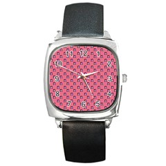 60s Ombre Hair Girl Pink Square Metal Watch by snowwhitegirl