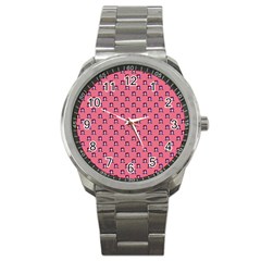 60s Ombre Hair Girl Pink Sport Metal Watch by snowwhitegirl