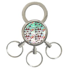 Kawaii Collage Green Ombre 3-ring Key Chain by snowwhitegirl