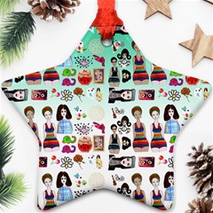 Kawaii Collage Green Ombre Star Ornament (two Sides) by snowwhitegirl