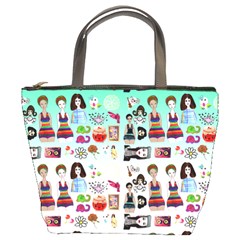 Kawaii Collage Green Ombre Bucket Bag by snowwhitegirl