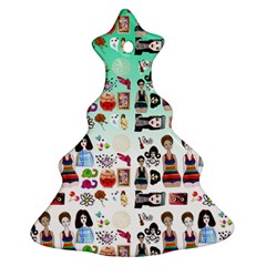 Kawaii Collage Green Ombre Christmas Tree Ornament (two Sides) by snowwhitegirl