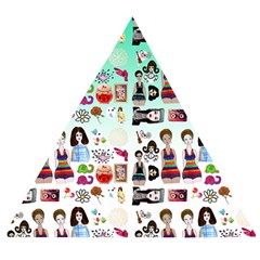 Kawaii Collage Green Ombre Wooden Puzzle Triangle by snowwhitegirl