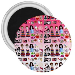 Kawaii Collage Pink Ombre 3  Magnets by snowwhitegirl