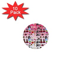 Kawaii Collage Pink Ombre 1  Mini Buttons (10 Pack)  by snowwhitegirl