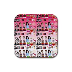 Kawaii Collage Pink Ombre Rubber Coaster (square)  by snowwhitegirl