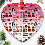 Kawaii Collage Pink Ombre Heart Ornament (Two Sides) Back