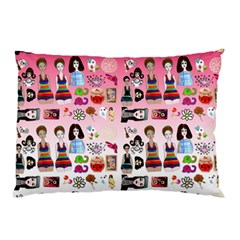 Kawaii Collage Pink Ombre Pillow Case by snowwhitegirl