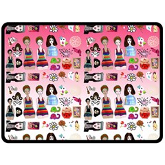 Kawaii Collage Pink Ombre Double Sided Fleece Blanket (large)  by snowwhitegirl