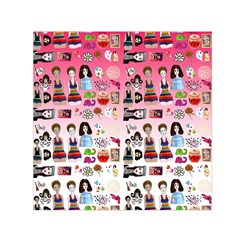 Kawaii Collage Pink Ombre Small Satin Scarf (square) by snowwhitegirl