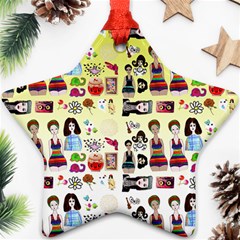 Kawaii Collage Yellow  Ombre Ornament (star) by snowwhitegirl