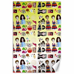 Kawaii Collage Yellow  Ombre Canvas 24  X 36  by snowwhitegirl