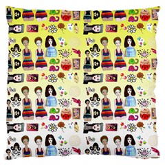 Kawaii Collage Yellow  Ombre Large Flano Cushion Case (two Sides) by snowwhitegirl