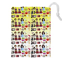 Kawaii Collage Yellow  Ombre Drawstring Pouch (5xl) by snowwhitegirl