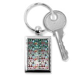 Kawaii Collage Teal  Ombre Key Chain (Rectangle) Front