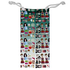 Kawaii Collage Teal  Ombre Jewelry Bag