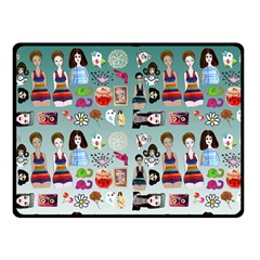 Kawaii Collage Teal  Ombre Fleece Blanket (small) by snowwhitegirl