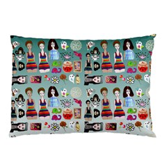 Kawaii Collage Teal  Ombre Pillow Case (two Sides) by snowwhitegirl