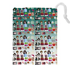 Kawaii Collage Teal  Ombre Drawstring Pouch (5xl) by snowwhitegirl