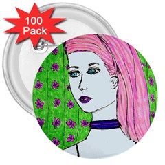 Darla 3  Buttons (100 Pack)  by snowwhitegirl