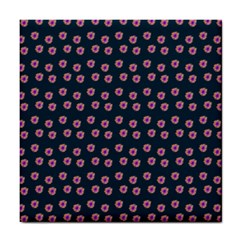 Peach Purple Daisy Flower Teal Tile Coaster