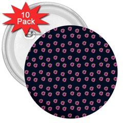 Peach Purple Daisy Flower Teal 3  Buttons (10 pack) 