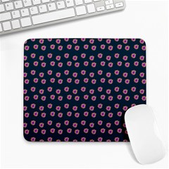 Peach Purple Daisy Flower Teal Large Mousepads by snowwhitegirl