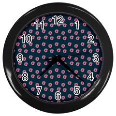 Peach Purple Daisy Flower Teal Wall Clock (Black)