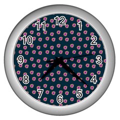 Peach Purple Daisy Flower Teal Wall Clock (silver) by snowwhitegirl