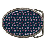 Peach Purple Daisy Flower Teal Belt Buckles Front